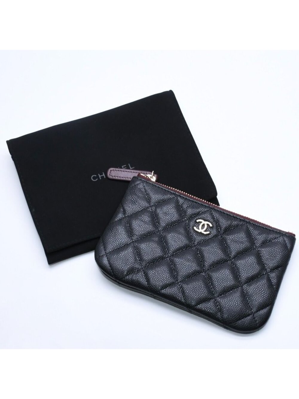 Chanel Classic Mini Pouch Stand CC Logo Caviar Leather